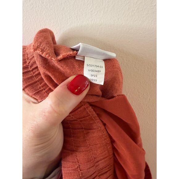Athleta Retreat 100% Linen Jogger Pants Persimmon Coral Size 6P Coastal Resort - Picture 11 of 11